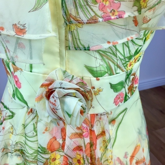 Vintage 60’s Yellow Floral Maxi Dress Southern Bel - Picture 8 of 16
